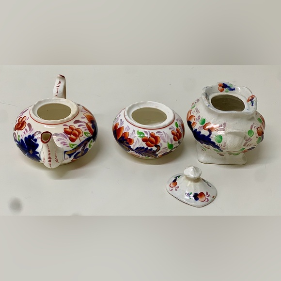 Antique Gaudy Welsh Grape Pattern Child’s Miniature Tea Set Pieces - Picture 16 of 16